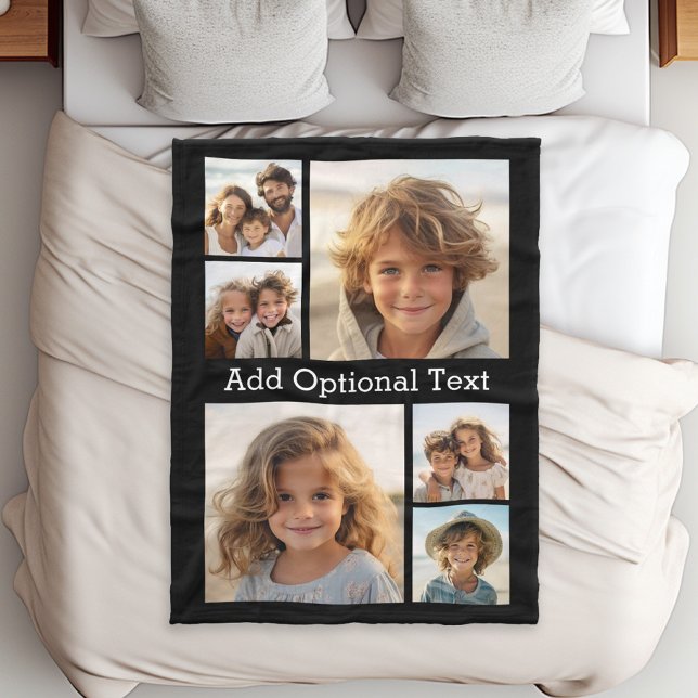 Couverture Polaire 6 Collage de photos Texte facultatif — CAN Edit Co (6 photo collage - personalized fleece blanket)