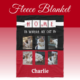 Couverture Polaire 6 photo collage amoureux des animaux noir rouge