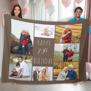 Couverture Polaire 70e anniversaire 7 Collage photo Brown Blanket de