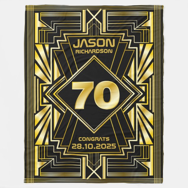 Couverture Polaire 70e anniversaire Art Déco Gold Black Great Gatsby (Devant)