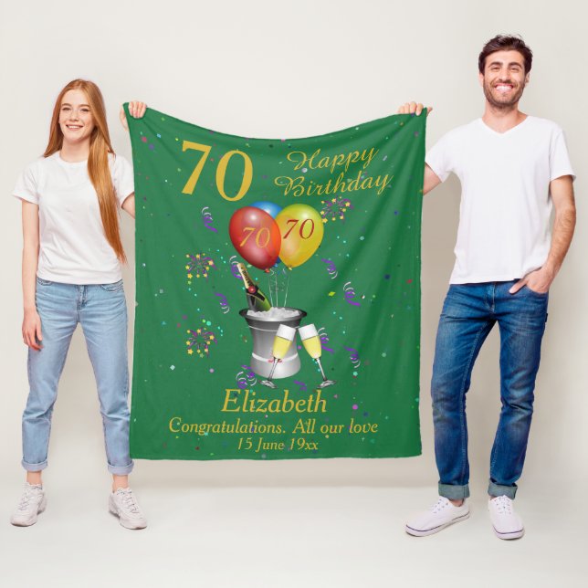 Couverture Polaire 70e anniversaire Célébration Green Fleece Blanket (En situation)