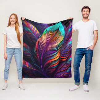 Couverture Polaire 70s 60s Psychedelic Feathers 