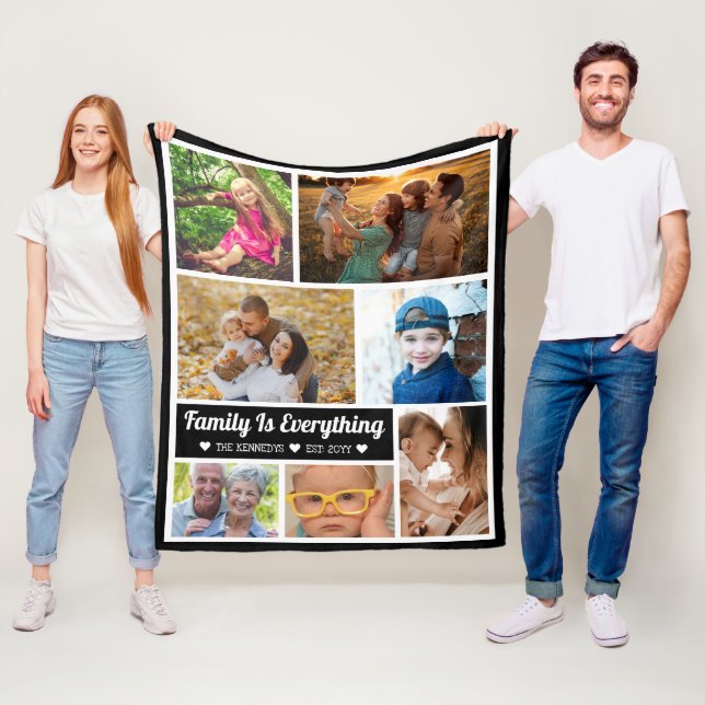 Couverture Polaire 7 Photo Collage Famille Tout Citer (En situation)