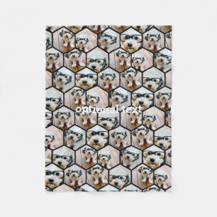 Couverture Polaire 7 Photo Collage - motif hexagone funky noir