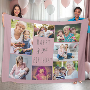 Couverture Polaire 80e anniversaire 7 photo Collage de photos Blanket