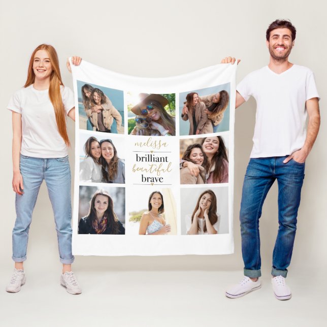 Couverture Polaire 8 Brillant Beau Brave Collage de photos (En situation)