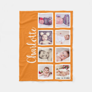 Couverture Polaire 8 Photo personnalisée (orange)