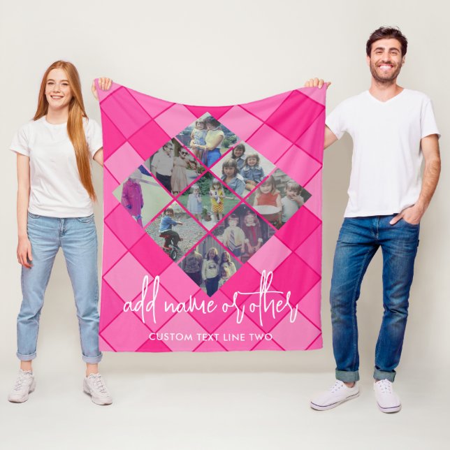 Couverture Polaire 9 Motif Diamond Photo - Fille Rose Chaud (En situation)