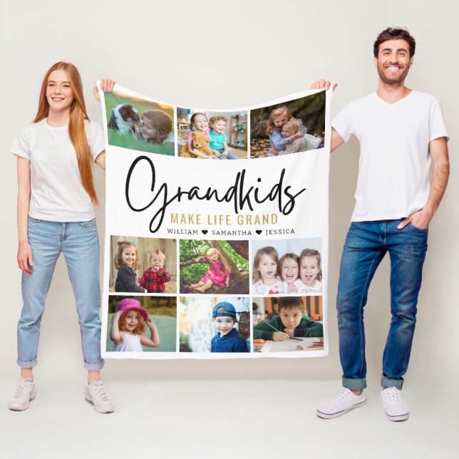 Couverture Polaire 9 Photo Collage Les petits enfants font la vie Gra (En situation)