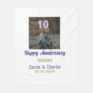 Couverture Polaire À 10 ans d'anniversaire de mariage violet doré