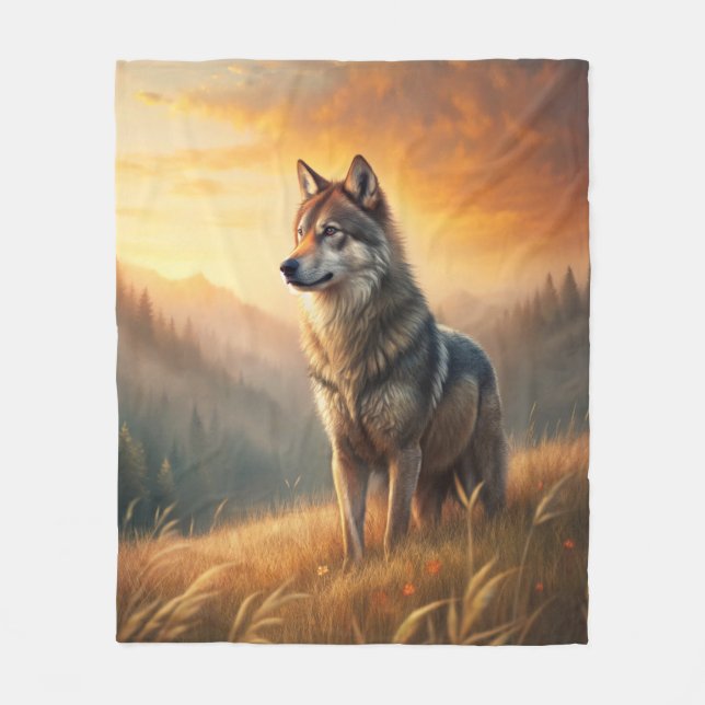 Couverture Polaire A Beautiful Forest Wolf (Devant)