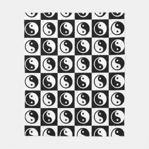 Couverture Polaire À damiers blanc noir Yin-yang Zen Block Imprimer