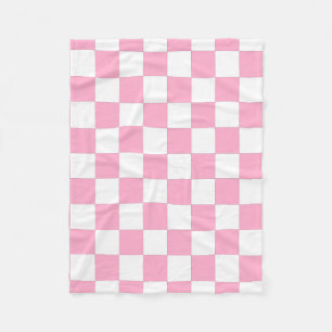 Couverture Polaire À damiers Rose Et Blanc