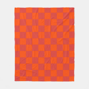 Couverture Polaire À damiers rouge orange En vichy Motif