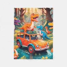 A Dinosaur Family Takes a Vacation Fleece Blanket