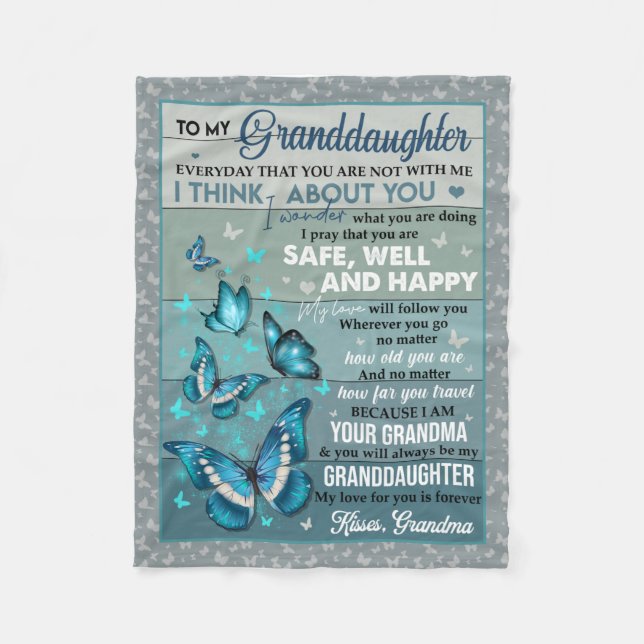Couverture Polaire À ma petite-fille - Baisers, grand-mère (Devant)