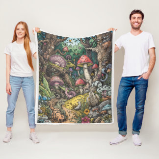 Couverture Polaire A psychedelic woodland fleece blanket