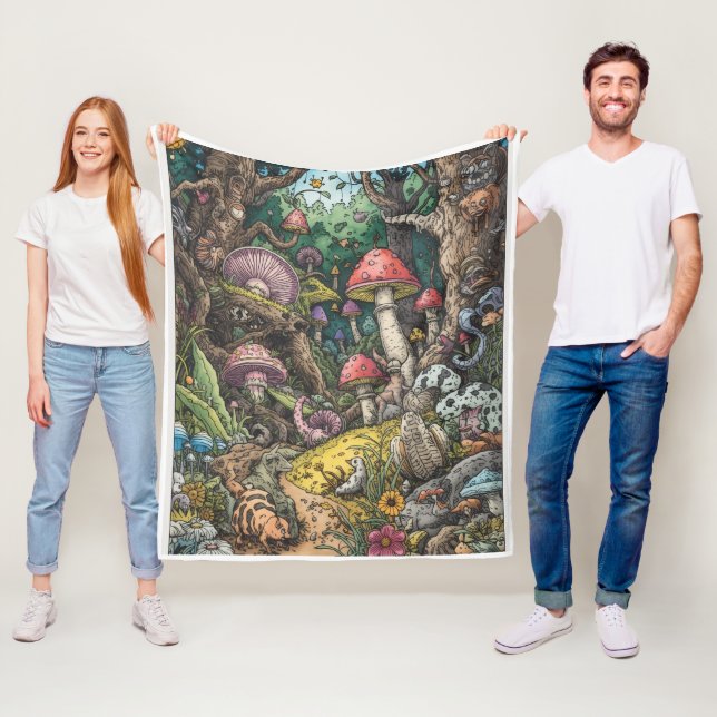 Couverture Polaire A psychedelic woodland fleece blanket (En situation)