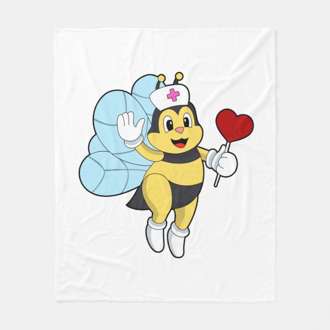 Couverture Polaire Abeille comme infirmière avec coeur.PNG (Devant)