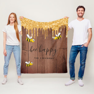 Couverture Polaire Abeille joyeuse abeilles rustiques brun grange mur