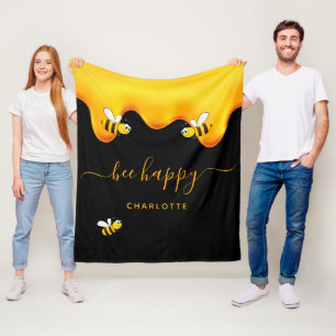 Couverture Polaire Abeilles noires joyeux bosse abeilles doux miel mo