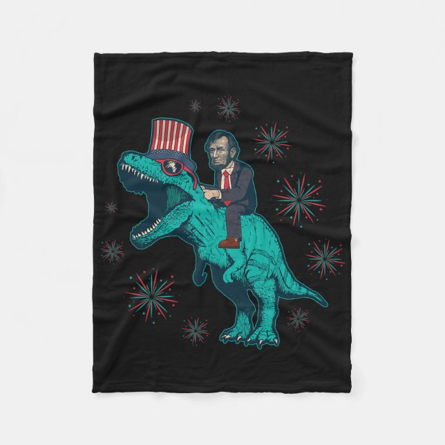 Couverture Polaire Abraham Lincoln T Rex Dinosaur 4 juillet Amérique (Devant)