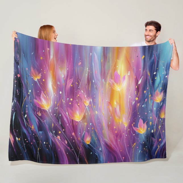 Couverture Polaire Abstract luminous floral explosion (En situation)