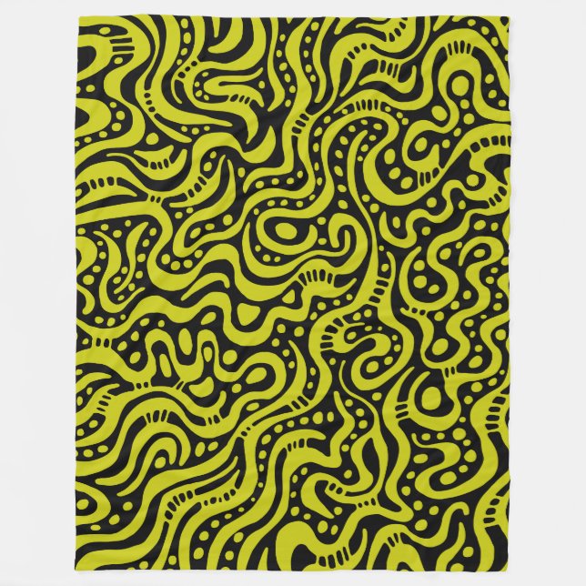 Couverture Polaire Abstrait 041211 - Banane jaune sur noir (Devant)