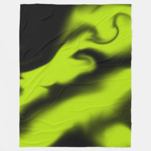 Couverture Polaire Abstrait 3 en noir et vert citron