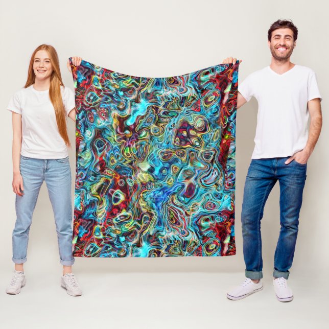 Couverture Polaire Abstrait Artistic Retro Cool Waves Art Motif (En situation)