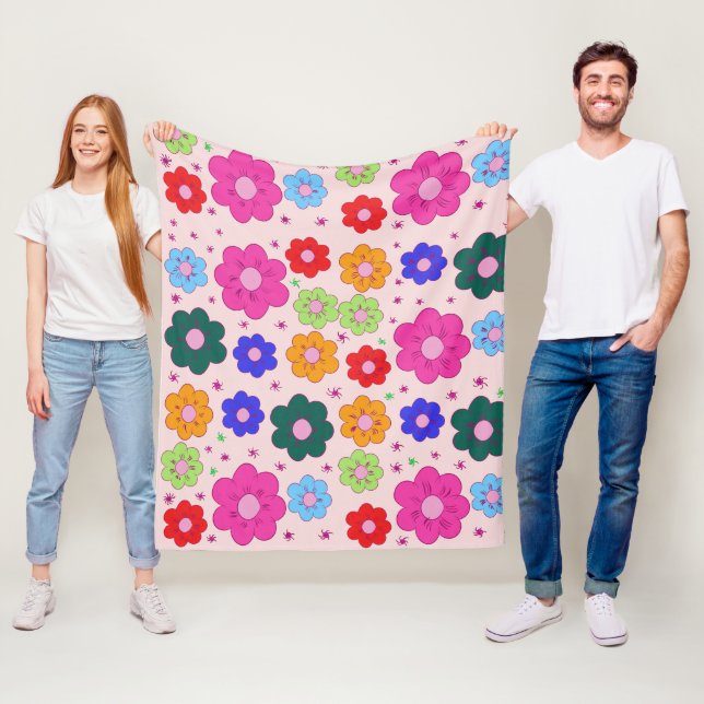 Couverture Polaire Abstrait Floral Mandala Motif Design rouge (En situation)