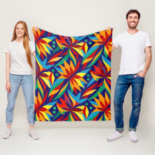 Couverture Polaire Abstrait Géométrique Tropical Multicolore Vibrant