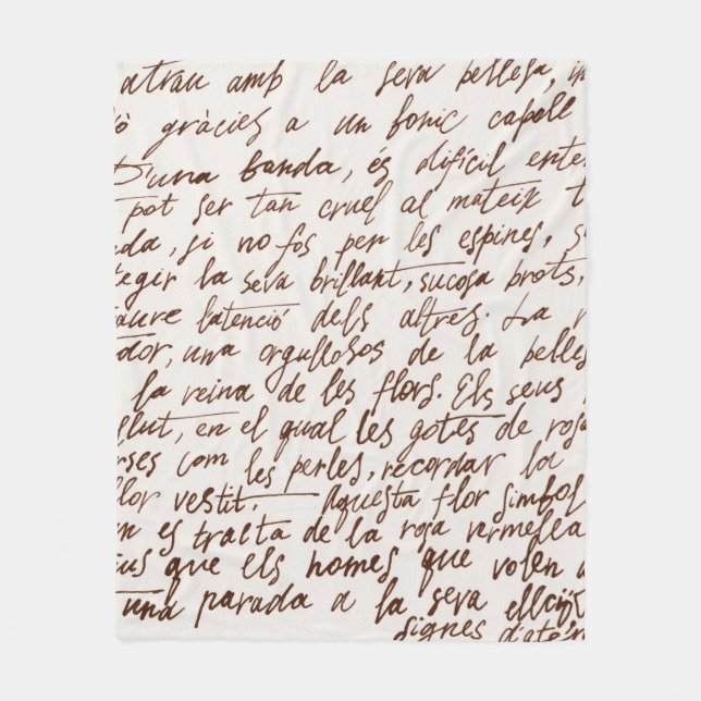 Couverture Polaire Abstrait texte manuscrit noir rétro illisible.  (Devant)