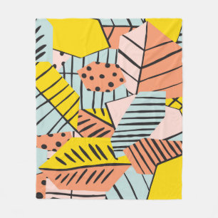 Couverture Polaire Abstraits feuilles colorés, motif de la nature.