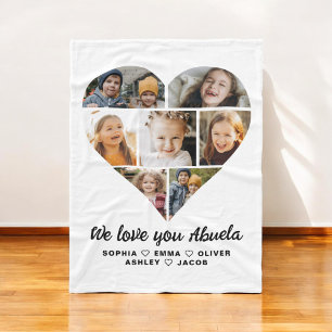 Couverture Polaire Abuela We Love you Heart Modern Photo Collage