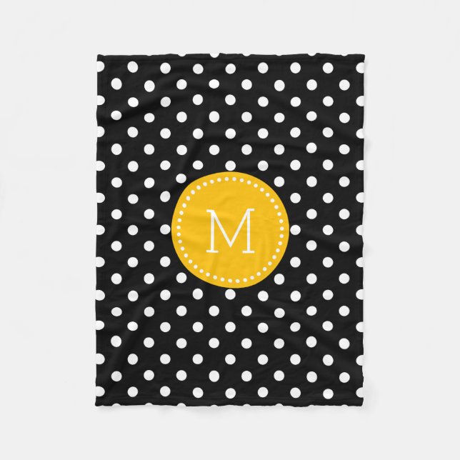 Couverture Polaire Accents Jaune Polkadot Blanc Et Noir (Devant)