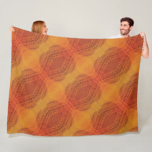 Couverture Polaire Acceptation   Médaillons de saumons rouges orange 