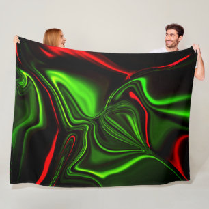 Couverture Polaire Accroches courbées vertes et rouges sur fond vert