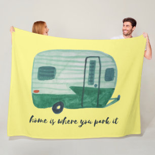 Couverture Polaire ACCUEIL SWEET ACCUEIL Camper Vintage Rétro Remorqu