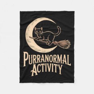 Couverture Polaire Activité paranormale Halloween Chat Noir Croissant