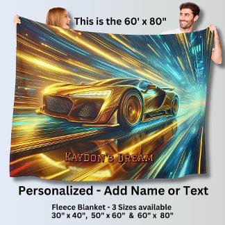 Couverture Polaire Add Name Change Text, Golden Racing Car 