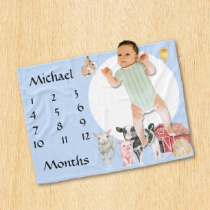 Couverture Polaire Adorable Animaux de ferme Aquarelle Keepsaké bébé