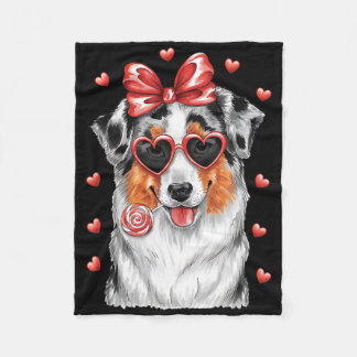 Couverture Polaire Adorable Australian Shepherd Lick Lollipop Valenti