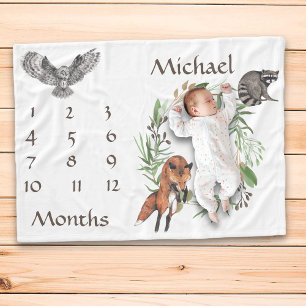 Couverture Polaire Adorable Bois Animaux Fox Milestone Keepsaké