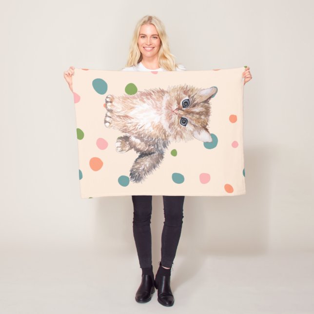 Couverture Polaire Adorable chatte mignonne chatte Meow chatte pois r (En situation)