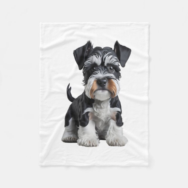 Couverture Polaire Adorable HD miniature Schnauzer Portrait de chiot  (Devant)