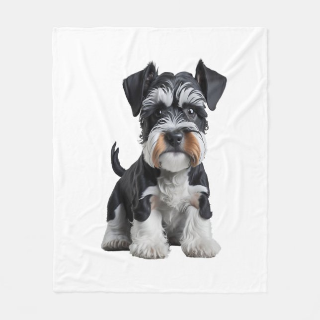 Couverture Polaire Adorable HD miniature Schnauzer Portrait de chiot  (Devant)