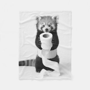 Couverture Polaire Adorable Panda Roux Tenant du Papier Toilette Mini