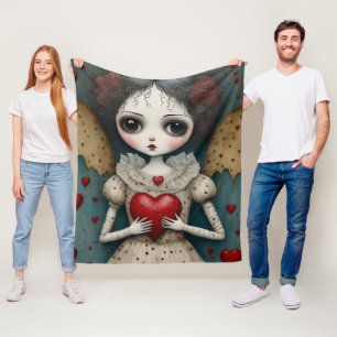 Couverture Polaire Adorable poupée gothique de Saint-Valentin