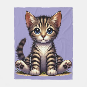 Couverture Polaire Adorable Tabby Kitten Aux Yeux Bleus